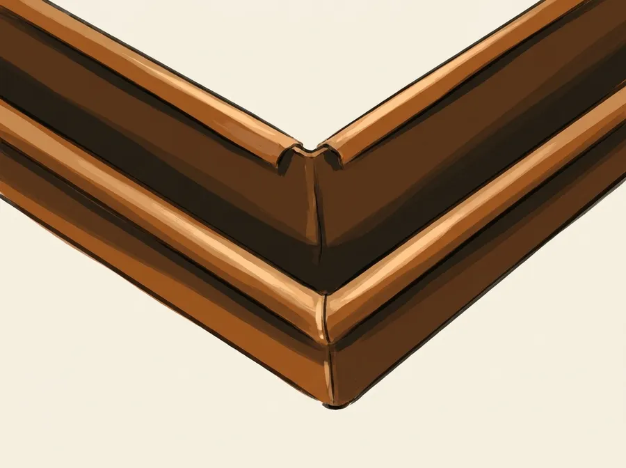 Close-up illustration of a gutter's corner seam joint